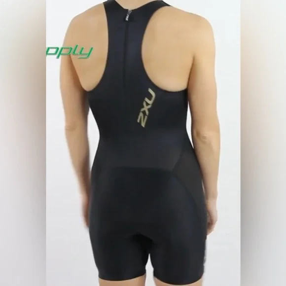 2XU Women/Junior TriSuit Active Front Zip Triathlon Black Sleeveless Skinsuit S - Picture 3 of 10